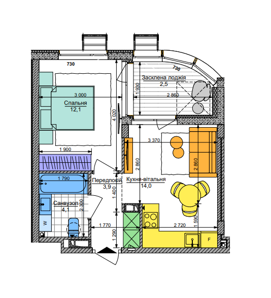 1-комнатная 36.6 м² в ЖК Respublika от 45 400 грн/м², Киев