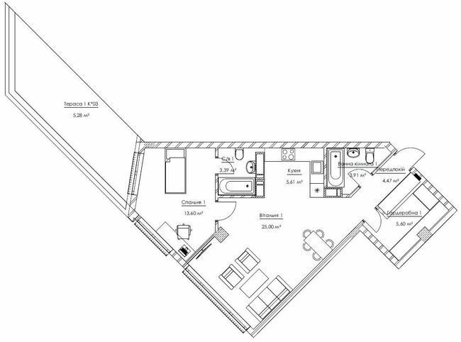 2-комнатная 66.86 м² в ЖК Franklin Concept House от 55 701 грн/м², Киев