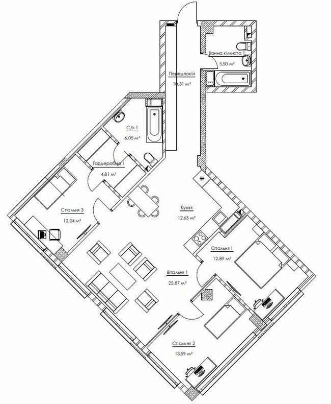 4-комнатная 103.69 м² в ЖК Franklin Concept House от 55 386 грн/м², Киев