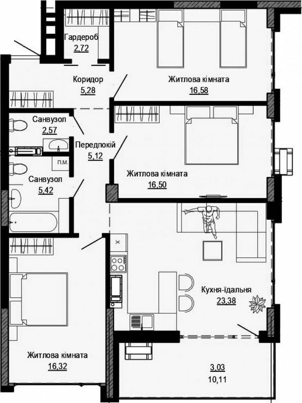 3-комнатная 96.92 м² в ЖК PUSHA HOUSE от 48 100 грн/м², Киев