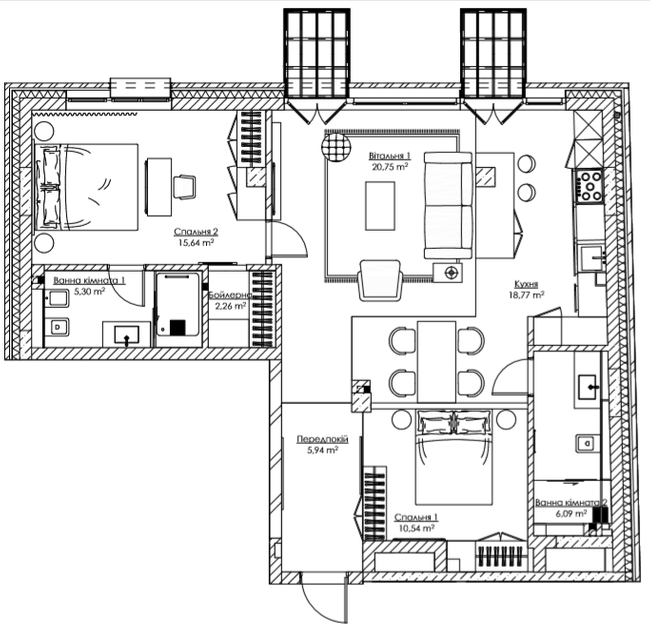 2-кімнатна 86.73 м² в ЖК SAGA City Space від 114 000 грн/м², Київ