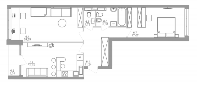 2-комнатная 81.34 м² в ЖК Greenville на Печерске от 53 650 грн/м², Киев
