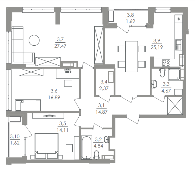 3-кімнатна 113.65 м² в ЖК Greenville на Печерську від 42 950 грн/м², Київ