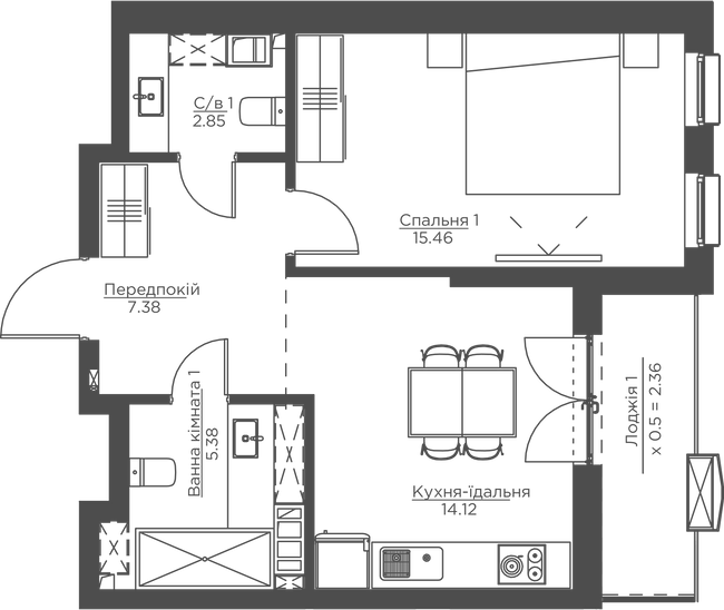 1-комнатная 47.54 м² в ЖК Happy House от 43 956 грн/м², Киев