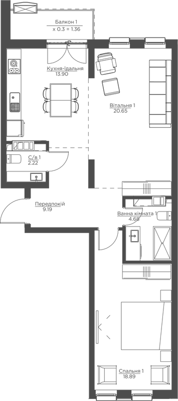 2-комнатная 70.9 м² в ЖК Happy House от 35 900 грн/м², Киев