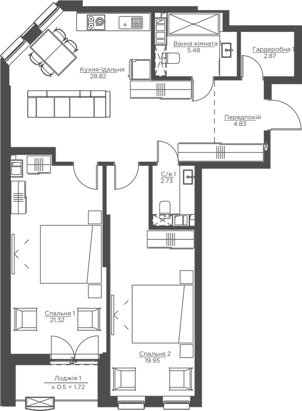 2-комнатная 87.72 м² в ЖК Happy House от 40 927 грн/м², Киев