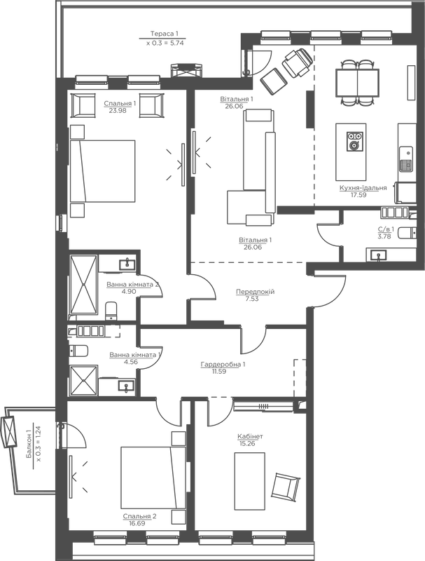 3-комнатная 138.93 м² в ЖК Happy House от 38 588 грн/м², Киев
