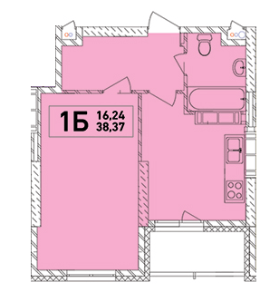 1-комнатная 38.37 м² в ЖК Lego House от застройщика, Киев