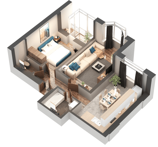 2-комнатная 59.16 м² в ЖК Гранд Бурже от 22 789 грн/м², г. Буча