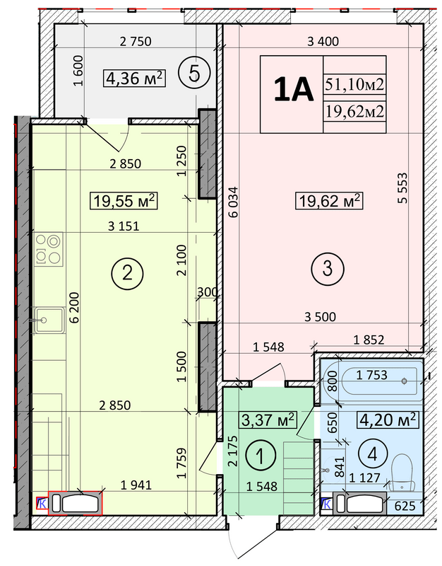1-комнатная 51.1 м² в ЖК Podil Plaza & Residence от 62 000 грн/м², Киев