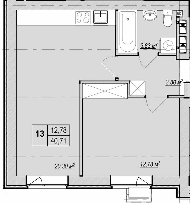 1-кімнатна 40.71 м² в ЖК Метро парк від 29 900 грн/м², Київ