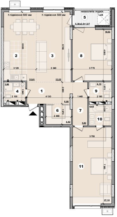 3-кімнатна 121.99 м² в ЖК на вул. Євгена Маланюка (Сагайдака), 101 від 35 400 грн/м², Київ