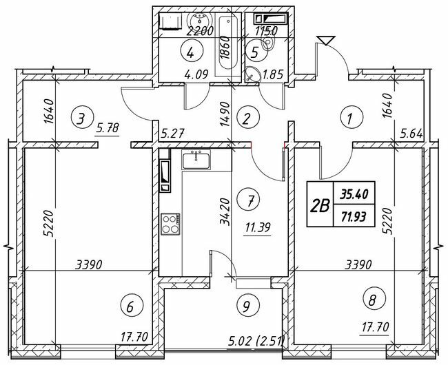 2-комнатная 71.93 м² в ЖК Ревуцкий от 18 500 грн/м², Киев