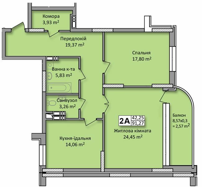 2-кімнатна 91.27 м² в ЖК по вул. Ю. Кондратюка від 22 500 грн/м², Київ
