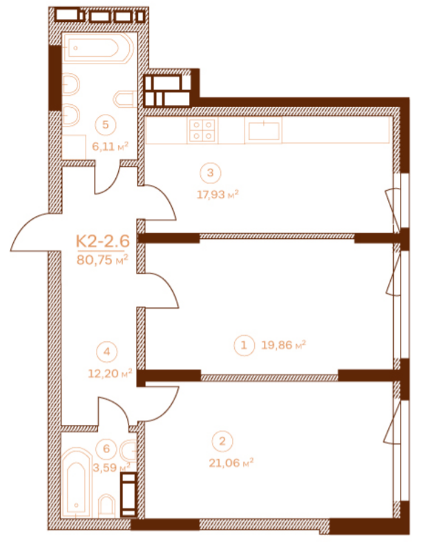 2-кімнатна 83.52 м² в ЖК Stanford від 65 950 грн/м², Київ