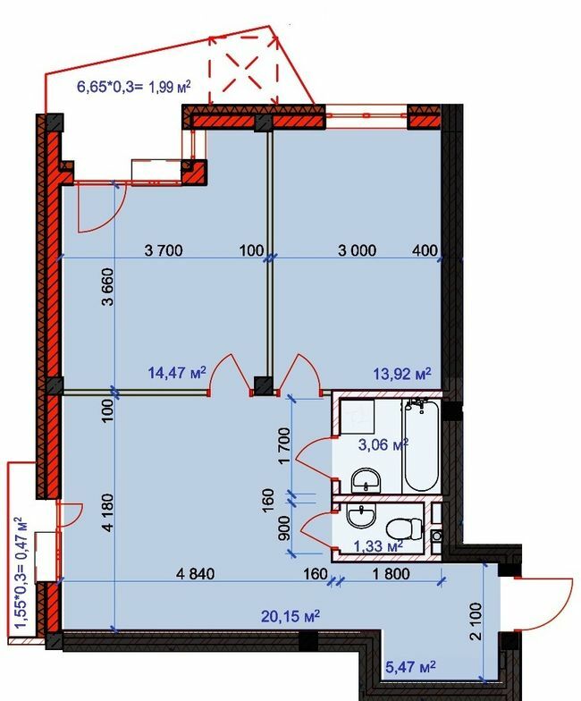 2-кімнатна 60.86 м² в ЖК Власна квартира від 37 750 грн/м², Київ