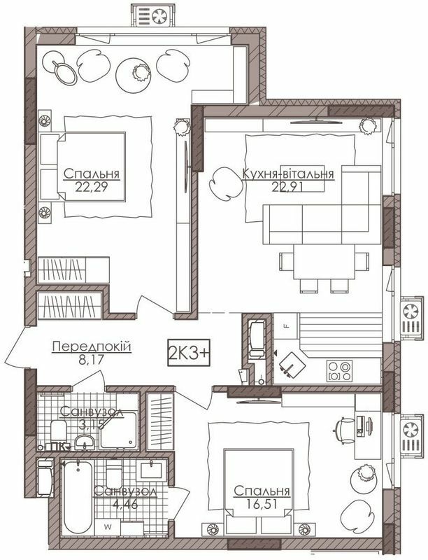 2-кімнатна 77.49 м² в ЖК Камертон від 66 850 грн/м², Київ