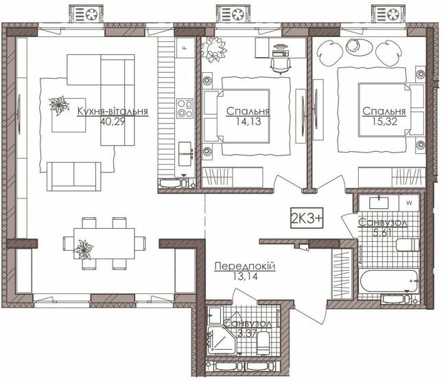 2-комнатная 89.87 м² в ЖК Камертон от 66 850 грн/м², Киев