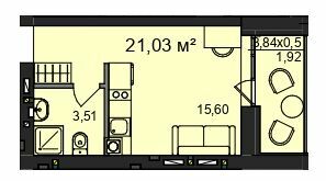 1-комнатная 21.03 м² в ЖК Дом №2 от 15 000 грн/м², г. Борисполь