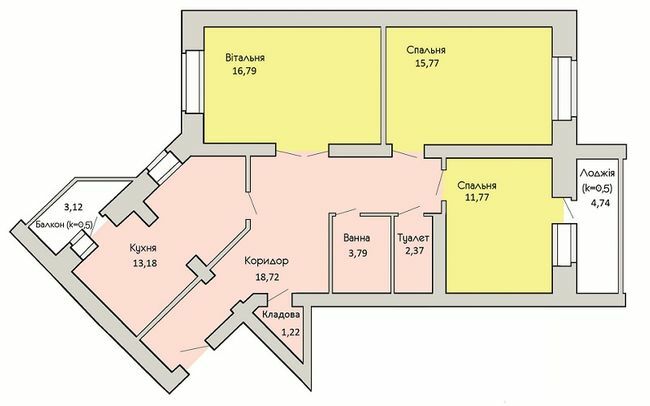 3-комнатная 87.54 м² в ЖК Левада от застройщика, г. Борисполь