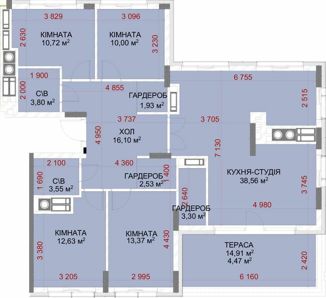 4-кімнатна 120.96 м² в ЖК Riverside від 28 800 грн/м², с. Погреби