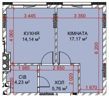 1-кімнатна 41.3 м² в ЖК Riverside від 21 150 грн/м², с. Погреби