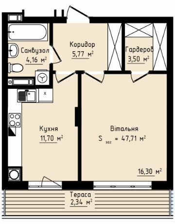 1-комнатная 47.71 м² в ЖК Globus Premium от 67 750 грн/м², Львов