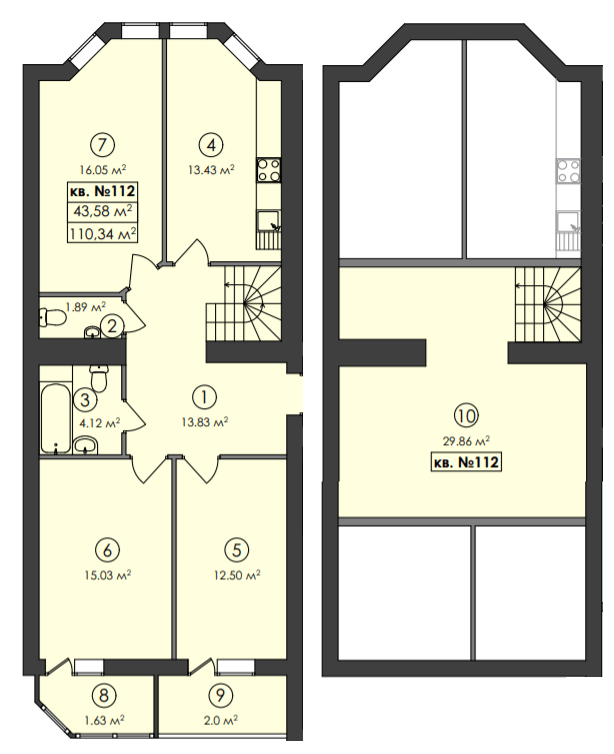 Двухуровневая 110.34 м² в ЖК Family-2 от 22 350 грн/м², с. Гатное
