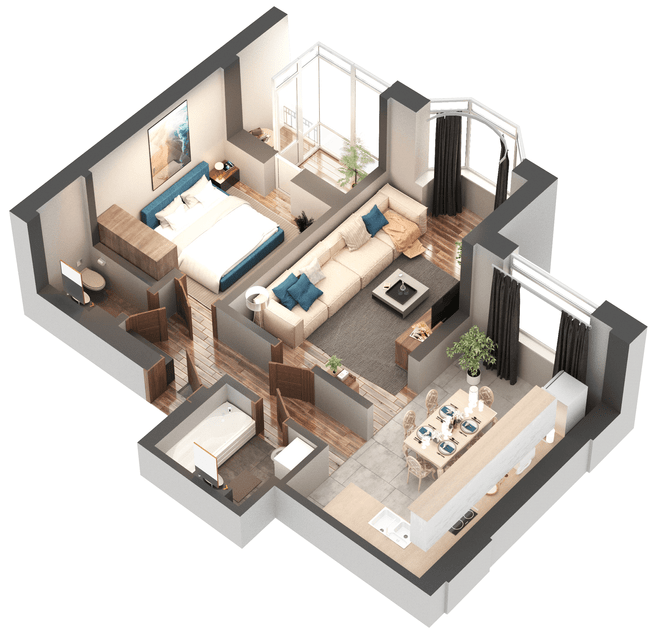 2-комнатная 59.06 м² в ЖК Гранд Бурже от 22 653 грн/м², г. Буча