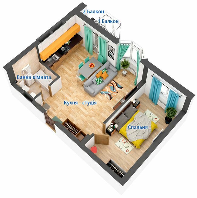 2-комнатная 54.9 м² в ЖК Гранд Бурже от 27 690 грн/м², г. Буча