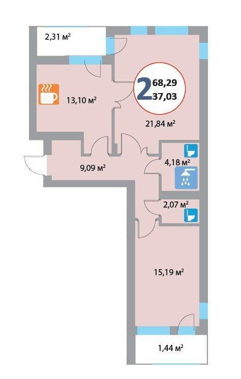 2-комнатная 68.29 м² в ЖК Эко-дом на Надежной от 15 500 грн/м², Львов
