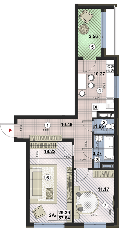 2-комнатная 57.64 м² в ЖК Paradise Avenue от 21 000 грн/м², с. Крюковщина
