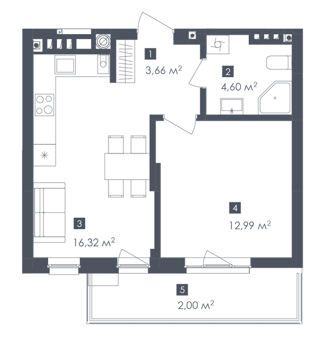 1-комнатная 39.56 м² в ЖК Малоголосківські пагорби от 24 350 грн/м², Львов