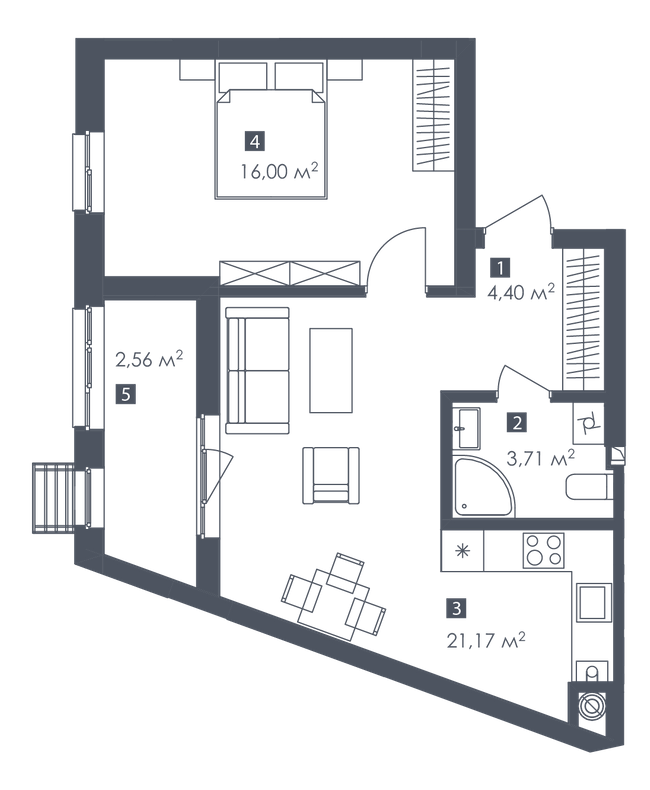 1-комнатная 47.84 м² в ЖК Малоголосківські пагорби от 24 050 грн/м², Львов