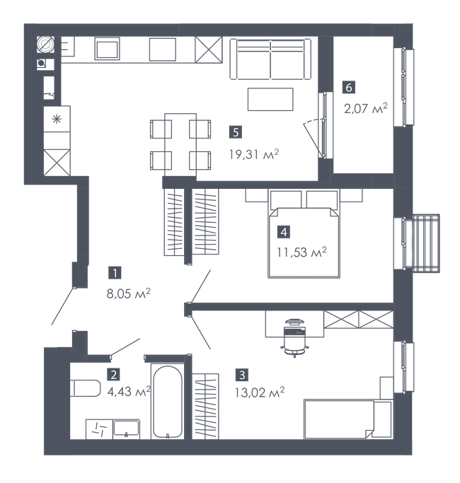 2-комнатная 58.41 м² в ЖК Малоголосківські пагорби от 22 900 грн/м², Львов