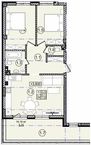 2-кімнатна 71.46 м² в ЖК На Кондукторській від 35 000 грн/м², Львів