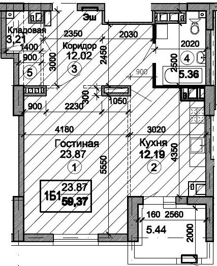 1-комнатная 63.05 м² в ЖК Триумф от 23 000 грн/м², Днепр