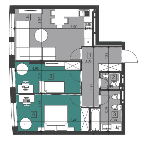 2-кімнатна 64.92 м² в ЖК Парус City від 19 900 грн/м², Львів