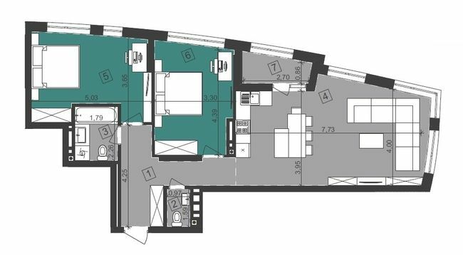 2-кімнатна 81.58 м² в ЖК Парус City від 25 100 грн/м², Львів