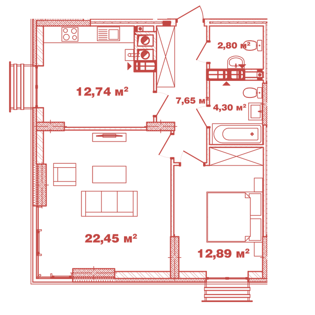 2-комнатная 62.83 м² в ЖК Crystal Avenue от 23 500 грн/м², с. Петропавловская Борщаговка
