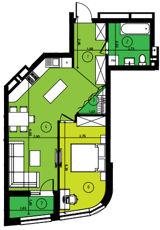 1-кімнатна 56.68 м² в ЖК Парус Smart від 23 200 грн/м², Львів