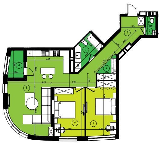 2-кімнатна 92.4 м² в ЖК Парус Smart від 19 300 грн/м², Львів