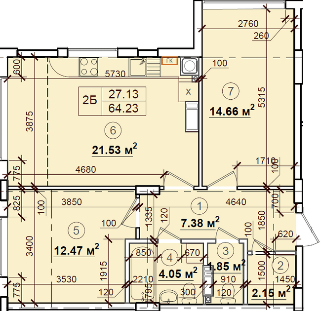 2-кімнатна 64.23 м² в ЖК Петрівський квартал від 15 500 грн/м², с. Святопетрівське