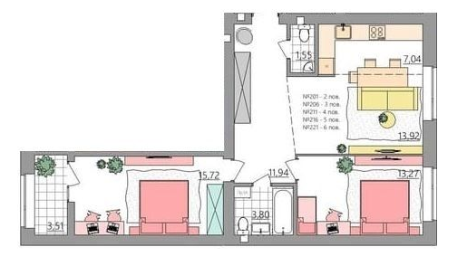 2-кімнатна 70.92 м² в ЖК Синергия Glass від 15 200 грн/м², Рівне