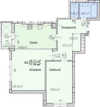 2-комнатная 71.94 м² в ЖК Соняшник от 17 700 грн/м², Львов