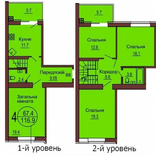 Двухуровневая 116.9 м² в ЖК София Клубный от 30 000 грн/м², с. Софиевская Борщаговка