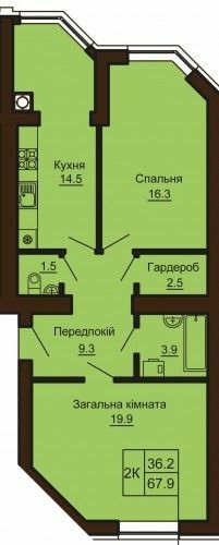2-комнатная 67.9 м² в ЖК София Клубный от 26 000 грн/м², с. Софиевская Борщаговка