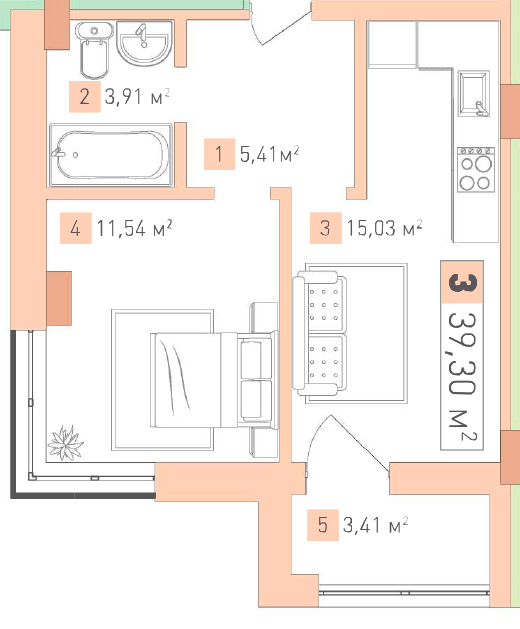 1-комнатная 39.3 м² в ЖК Срибный Дим Бизнес от 20 950 грн/м², г. Трускавец