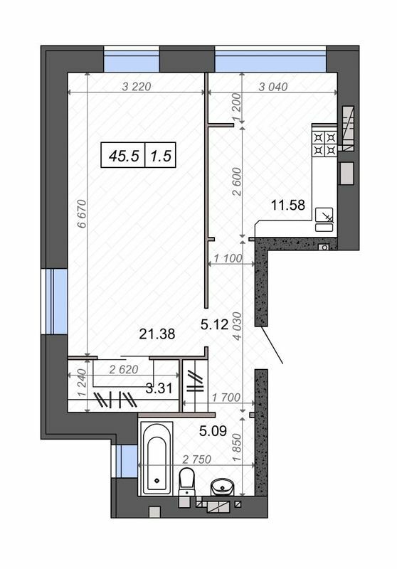 1-кімнатна 45.5 м² в ЖК Нові Метри Park від 23 550 грн/м², м. Ірпінь