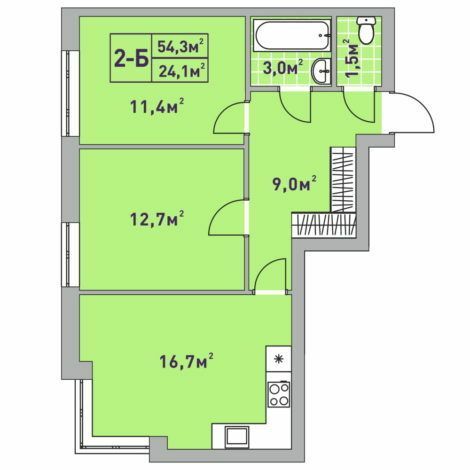 2-комнатная 54.3 м² в ЖК Центральный-2 от 22 400 грн/м², г. Ирпень